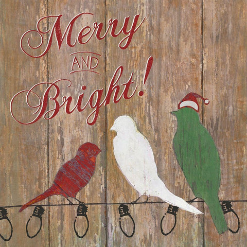 Merry and Bright White Modern Wood Framed Art Print with Double Matting by Tava Studios