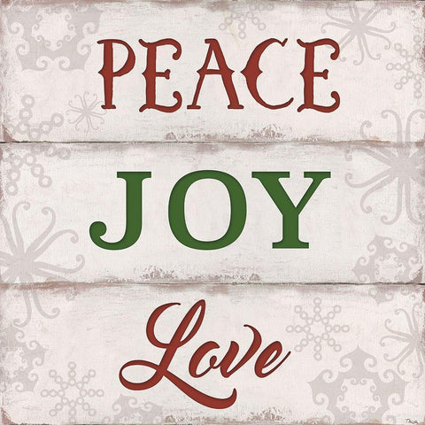Peace, Joy, Love White Modern Wood Framed Art Print by Tava Studios
