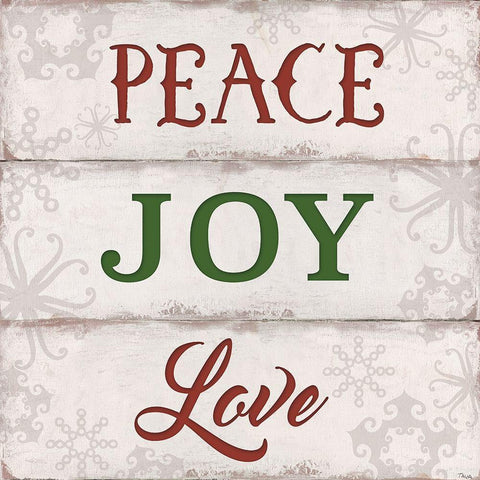 Peace, Joy, Love White Modern Wood Framed Art Print with Double Matting by Tava Studios