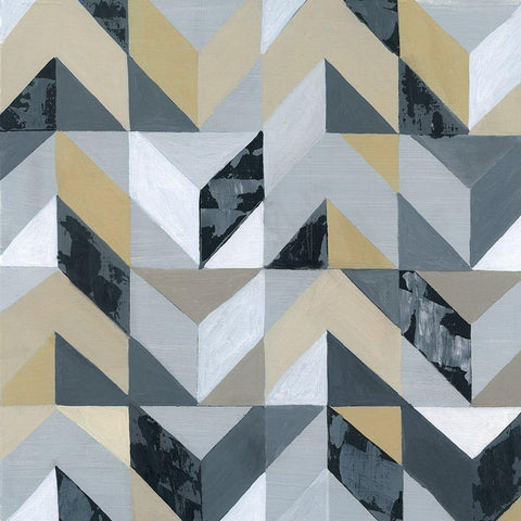 Geometric I White Modern Wood Framed Art Print with Double Matting by Tava Studios