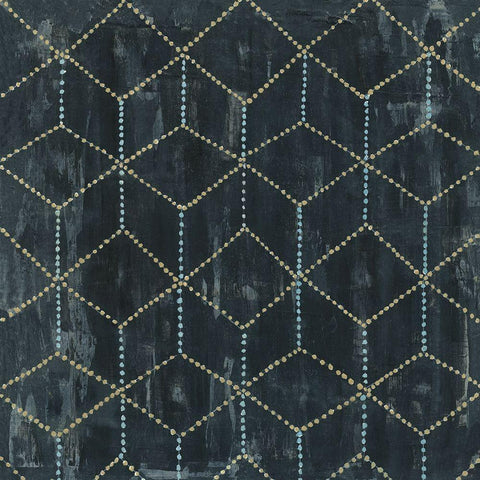 Geometric V Black Ornate Wood Framed Art Print with Double Matting by Tava Studios