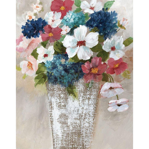 Linen Bouquet I White Modern Wood Framed Art Print by Nan