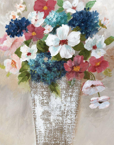 Linen Bouquet I Black Ornate Wood Framed Art Print with Double Matting by Nan