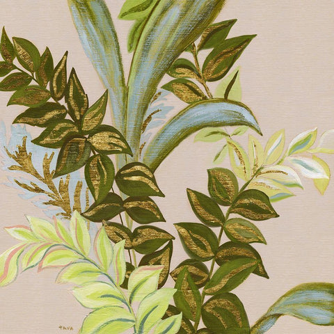 Rainforest II White Modern Wood Framed Art Print with Double Matting by Tava Studios