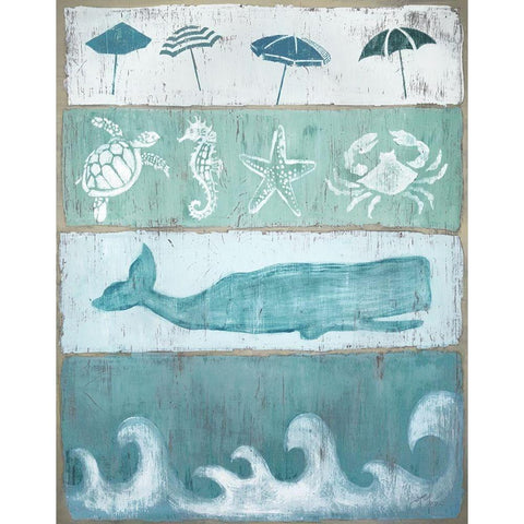 By The Sea White Modern Wood Framed Art Print by Tava Studios