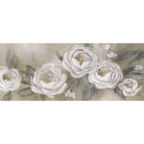 Cottage Roses White Modern Wood Framed Art Print by Robinson, Carol