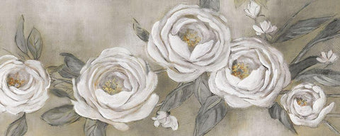 Cottage Roses White Modern Wood Framed Art Print with Double Matting by Robinson, Carol