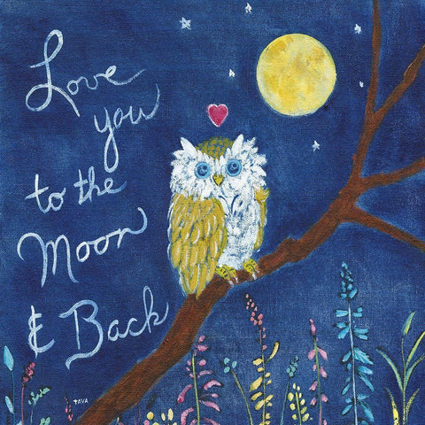 Love You Owl White Modern Wood Framed Art Print with Double Matting by Tava Studios