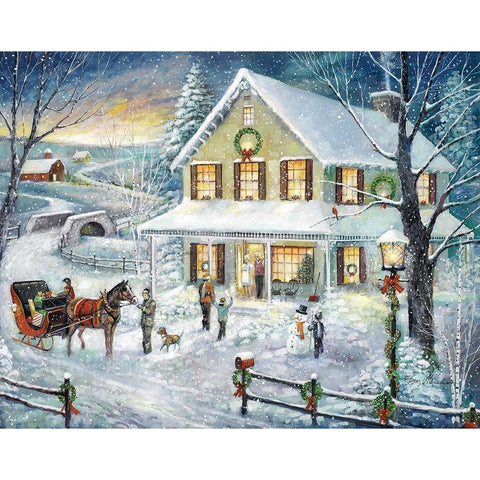 Christmas Visit White Modern Wood Framed Art Print by Manning, Ruane