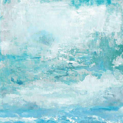 Aqua Skies White Modern Wood Framed Art Print with Double Matting by Tava Studios