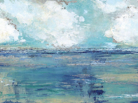 Oceans Away White Modern Wood Framed Art Print with Double Matting by Tava Studios