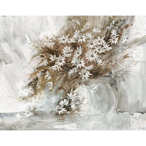 Daisy White Modern Wood Framed Art Print by Bjorkland, George