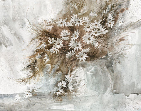 Daisy Black Ornate Wood Framed Art Print with Double Matting by Bjorkland, George