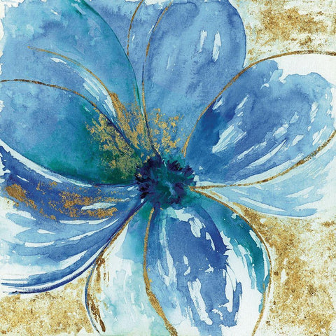 Nigella Blue White Modern Wood Framed Art Print by Tava Studios