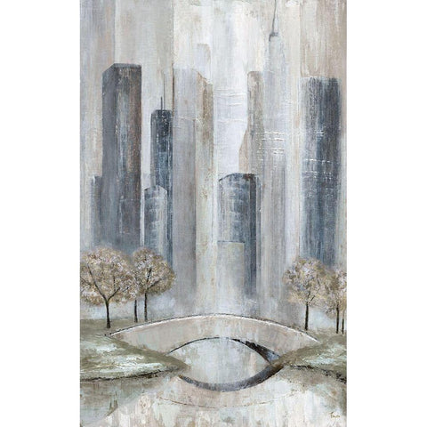 Central Park White Modern Wood Framed Art Print by Tava Studios