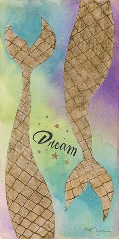 Mermaid Dream White Modern Wood Framed Art Print with Double Matting by Tava Studios