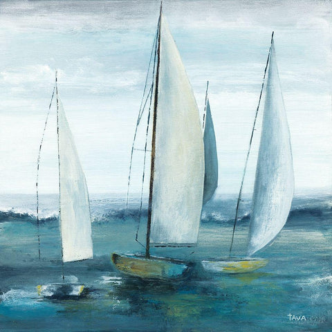 Out To Sea White Modern Wood Framed Art Print with Double Matting by Tava Studios
