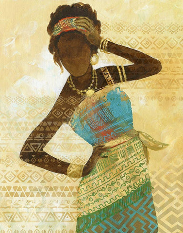 Tribal Vision Black Ornate Wood Framed Art Print with Double Matting by Nan