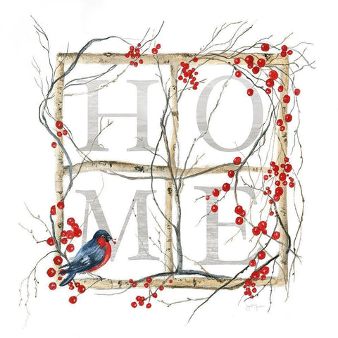 Home Bird Wreath White Modern Wood Framed Art Print with Double Matting by Tava Studios