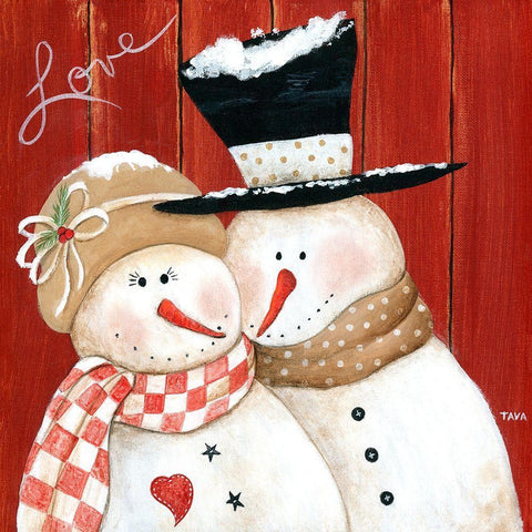 Frosty Love White Modern Wood Framed Art Print with Double Matting by Tava Studios
