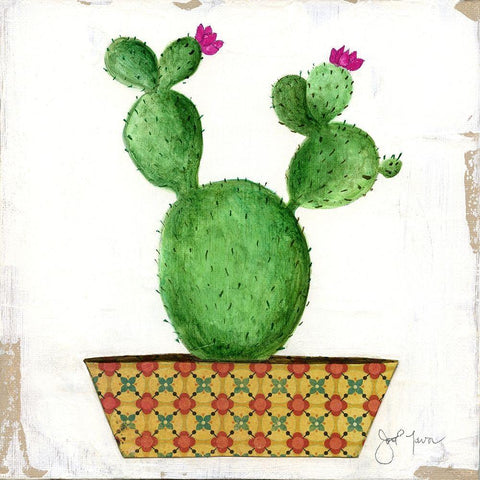 Boho Cacti I White Modern Wood Framed Art Print with Double Matting by Tava Studios