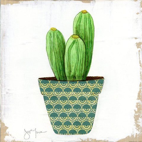 Boho Cacti II White Modern Wood Framed Art Print with Double Matting by Tava Studios