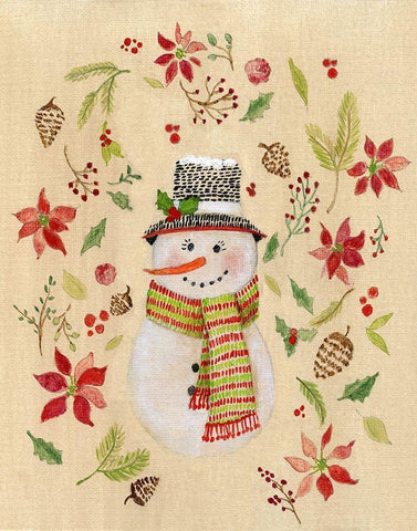 Holly Days Snowlady White Modern Wood Framed Art Print with Double Matting by Tava Studios