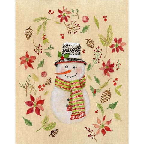 Holly Days Snowlady Black Modern Wood Framed Art Print with Double Matting by Tava Studios