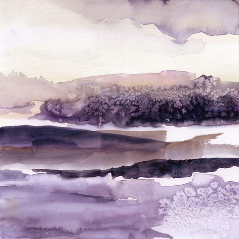 Plum Grove I White Modern Wood Framed Art Print with Double Matting by Nan