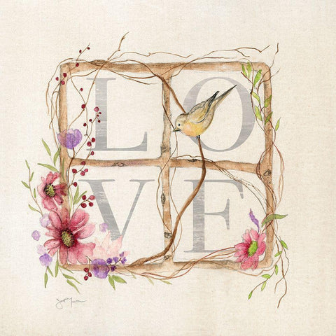 Spring Love White Modern Wood Framed Art Print with Double Matting by Tava Studios