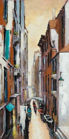 Canal View II White Modern Wood Framed Art Print with Double Matting by Orme, E. Anthony