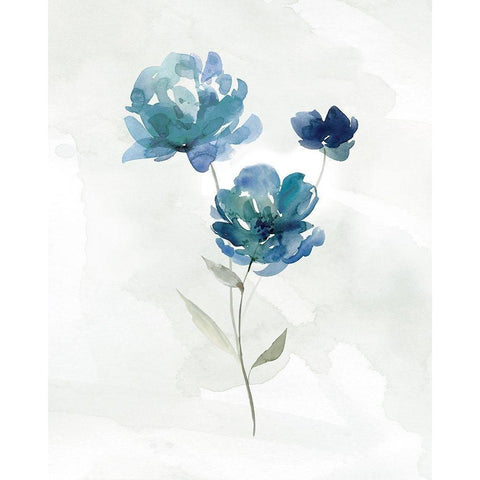 Blue Botanical I White Modern Wood Framed Art Print by Robinson, Carol