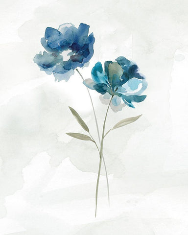 Blue Botanical II Black Ornate Wood Framed Art Print with Double Matting by Robinson, Carol