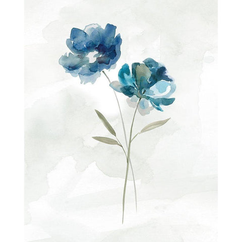 Blue Botanical II White Modern Wood Framed Art Print by Robinson, Carol