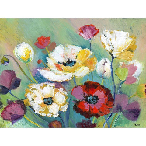 Alexs Garden White Modern Wood Framed Art Print by Tava Studios