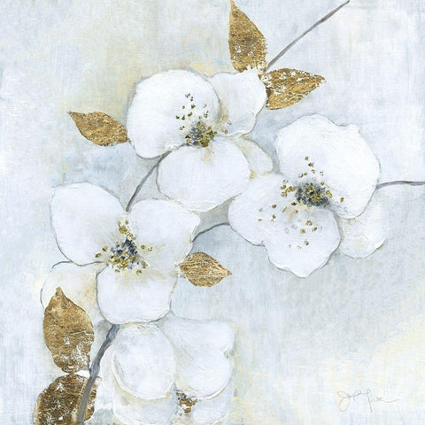 Blossoms in Mist Gold Ornate Wood Framed Art Print with Double Matting by Tava Studios