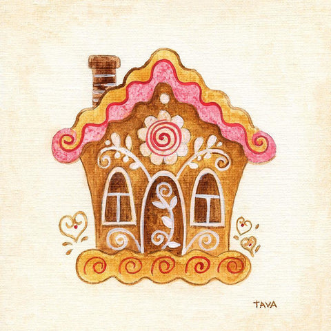 Gingerbread House II Black Modern Wood Framed Art Print by Tava Studios