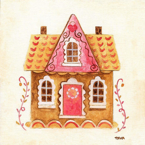 Gingerbread House IV White Modern Wood Framed Art Print with Double Matting by Tava Studios