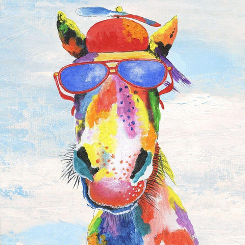 Groovy Horse and Sky White Modern Wood Framed Art Print with Double Matting by Tava Studios