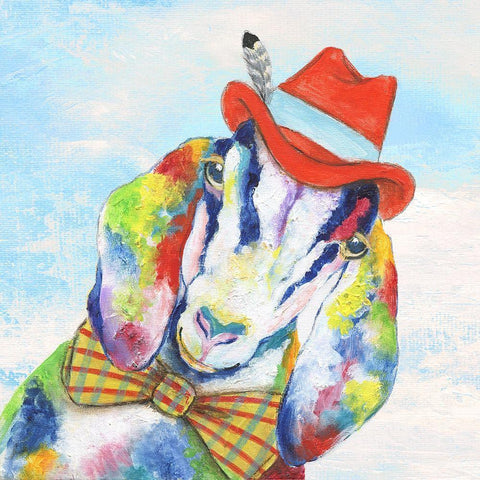 Groovy Goat and Sky Black Ornate Wood Framed Art Print with Double Matting by Tava Studios