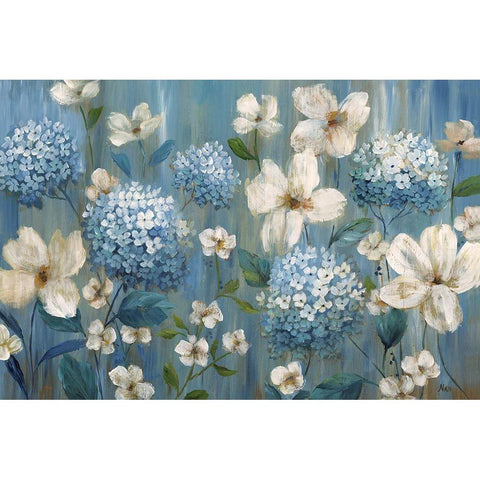 Very Berry Blues White Modern Wood Framed Art Print by Nan