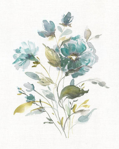 Linen Botanical I White Modern Wood Framed Art Print with Double Matting by Robinson, Carol