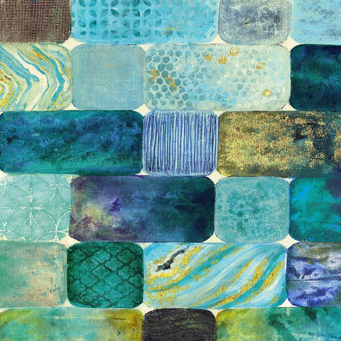 Arranging Sea Glass White Modern Wood Framed Art Print with Double Matting by Tava Studios