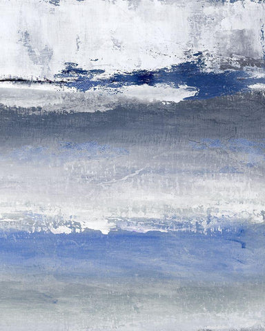 Soft Solace Indigo White Modern Wood Framed Art Print with Double Matting by Tava Studios
