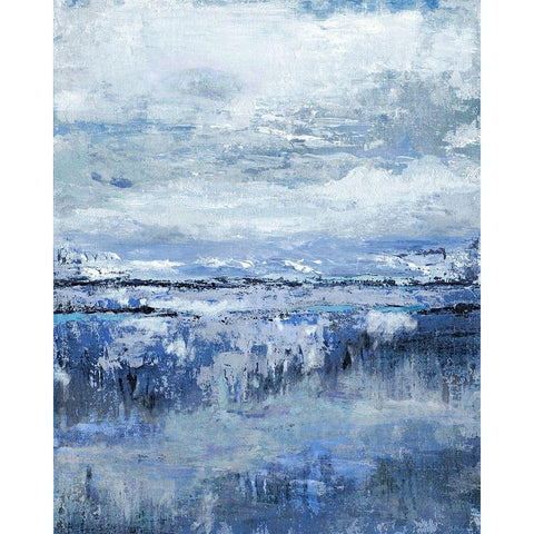 Coastal Indigo Black Modern Wood Framed Art Print with Double Matting by Tava Studios