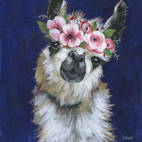 Lady Llama Gold Ornate Wood Framed Art Print with Double Matting by Tava Studios
