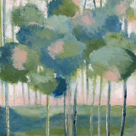Shady Grove White Modern Wood Framed Art Print with Double Matting by Tava Studios