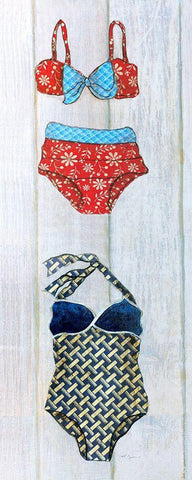 Vintage Bathing Suit - Detail I White Modern Wood Framed Art Print with Double Matting by Tava Studios