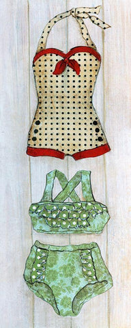 Vintage Bathing Suit - Detail II White Modern Wood Framed Art Print with Double Matting by Tava Studios