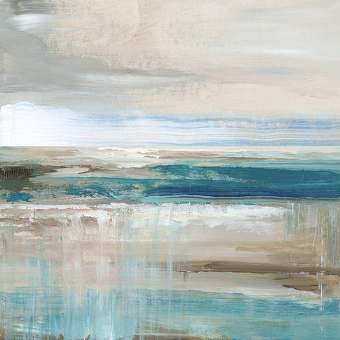 Abstract Sea Black Modern Wood Framed Art Print with Double Matting by Nan